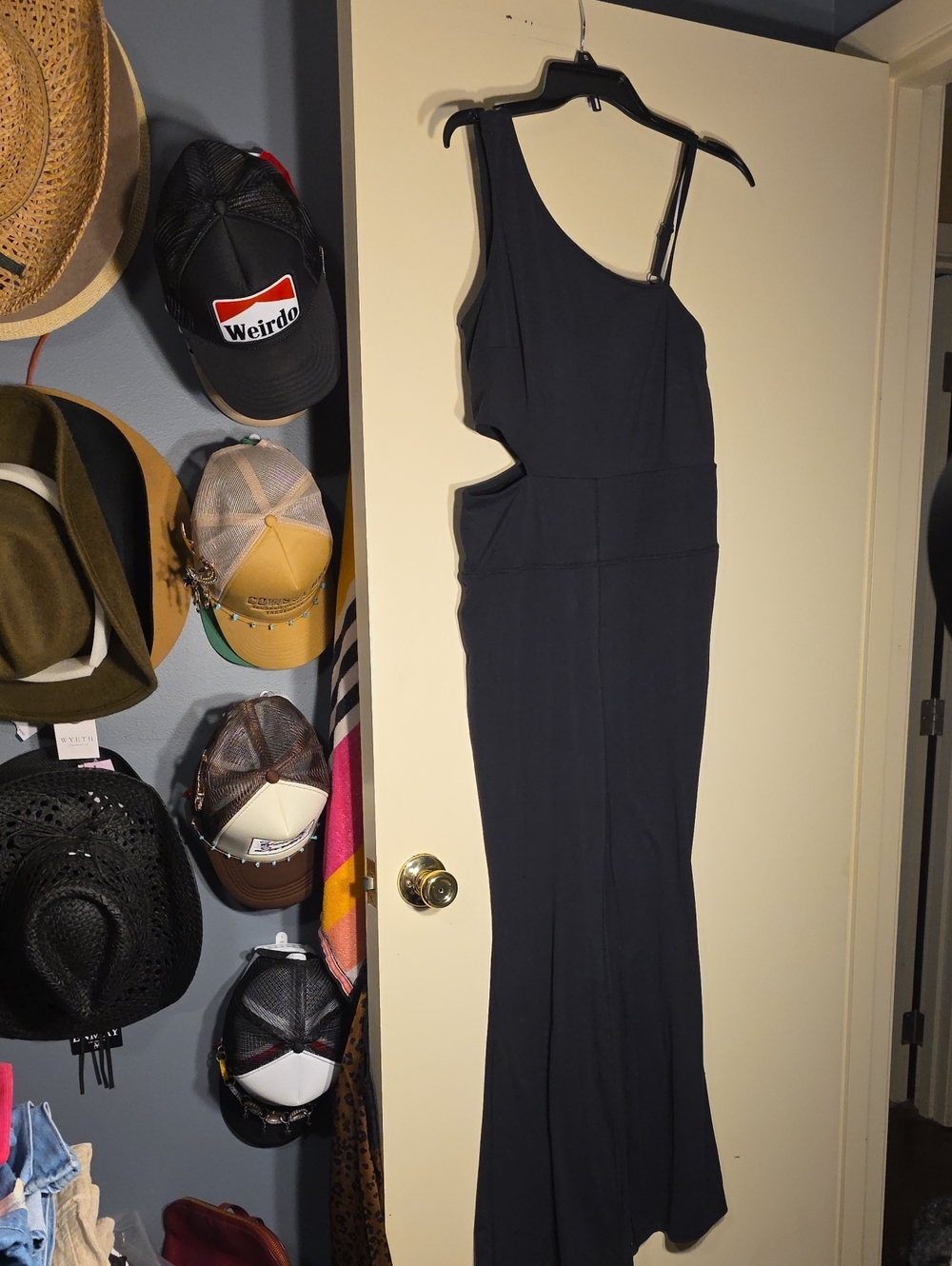 JoyLab Black One-Shoulder Cutout Flare Jumpsuit